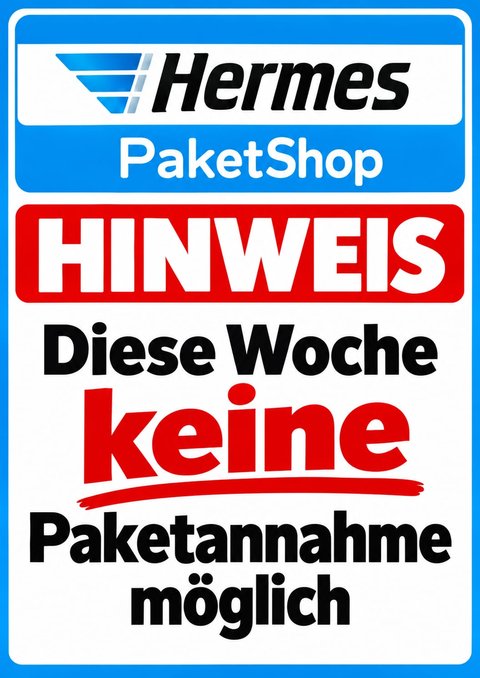 Hermes PaketShop Hinweis – Diese Woche keine Paketannahme möglich